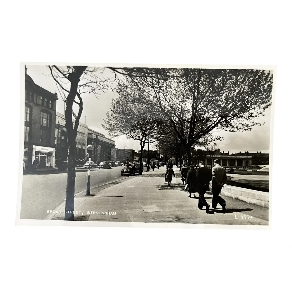 Vintage Postcard Broad Street Birmingham England UK Valentine's Real Photo L